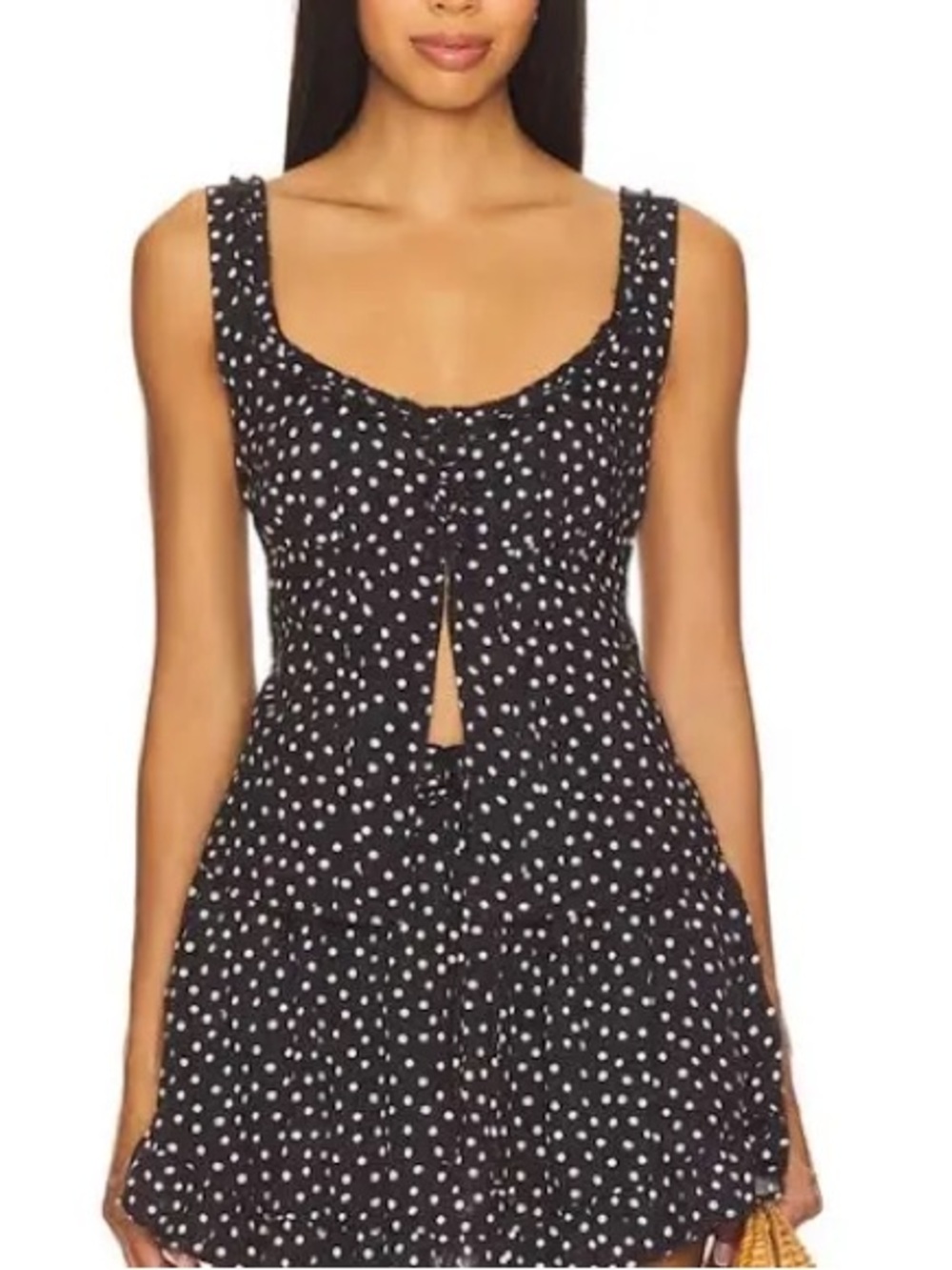 Free People Bridgette Corset Polka Dot Top - Black/White